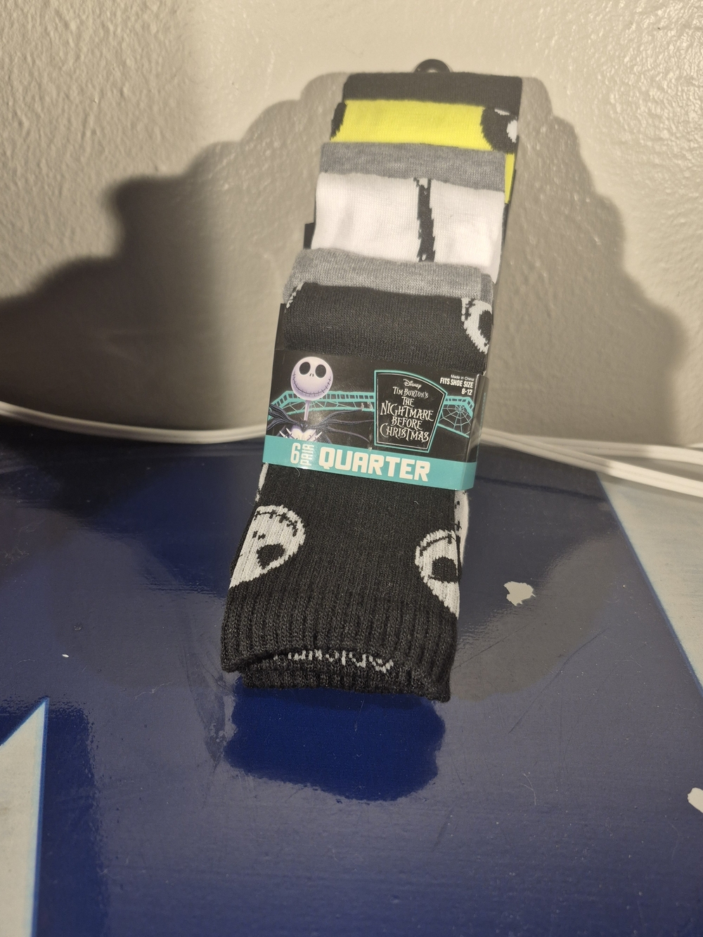 The Nightmare Before Christmas Men's Quarter Socks - Black (6 Pack)